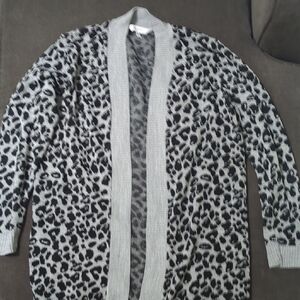 Nine West Leopard Print Open Cardigan
